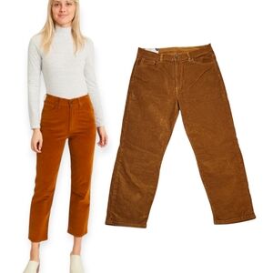 Marine Layer Vintage Straight Corduroy  Rust Camel High Waist Women's 30 Pants